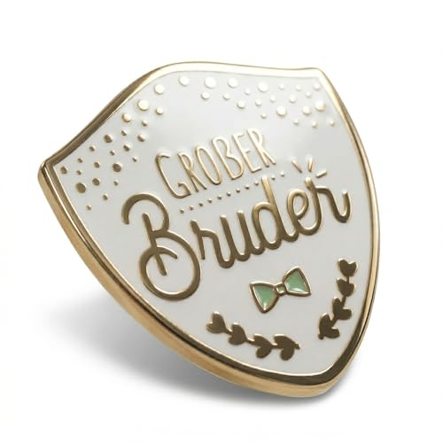 Manahia Geschenk Großer Bruder Pin Anstecknadel - Großer Bruder - Gold & Weiß Emaille Wappen Brosche - Schwangerschaftsankündigung & Geburtsankündigung - Inkl. Karte