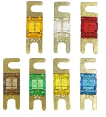Gold Überzogene Stud Auto Sicherungen Auto Stereo Audio AFS Sicherung 20A 30A 40A 50A 60A 70A 80A 100A 125A 150A 32V Auto Sicherung Sicherungen Heißer(Size:5Pcs,Color:80A)