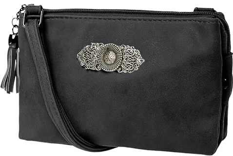 Moschen Bayern Trachtentasche Dirndltasche Damentasche Handtasche Umhängetasche Ledertasche - Schwarz