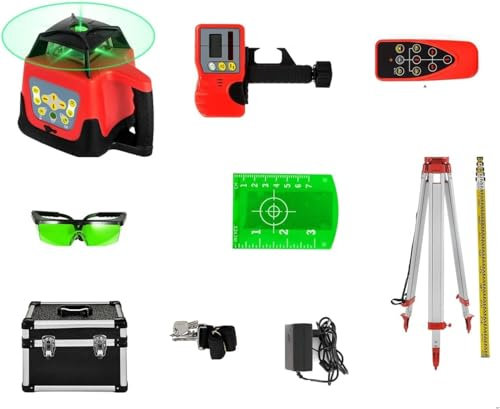 Niveau Laser Rotatif à 360° Auto-nivelant 500 m Outils de Mesure à Balayage Horizontal Vertical Machine de Niveau Laser Rouge Vert (Couleur : Nero, Taille : kit de Faisceau Vert Ensemble 2)