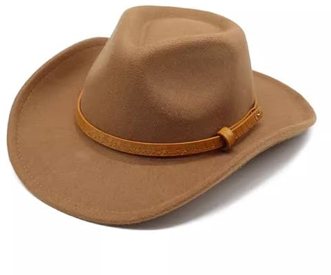VKEID Cowboyhut Western Cowboyhut Herren Damen Outdoor Reisehut Reithut Tweed Bowlerhut Sonnenschutz Cowboyhut(Khaki)