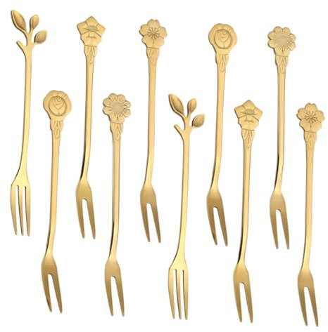 Garneck Stainless Steel Forks for 2 Years Old 10pcs Two Teeth Forks for Boys and Girls