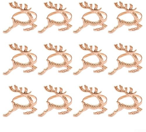 YUANGANG Serviettenringe, Serviettenhalter, festliche Serviettenringe für Hochzeit, Party, Tischdekoration, für Esserlebnisse (Roségold), 12 Stück