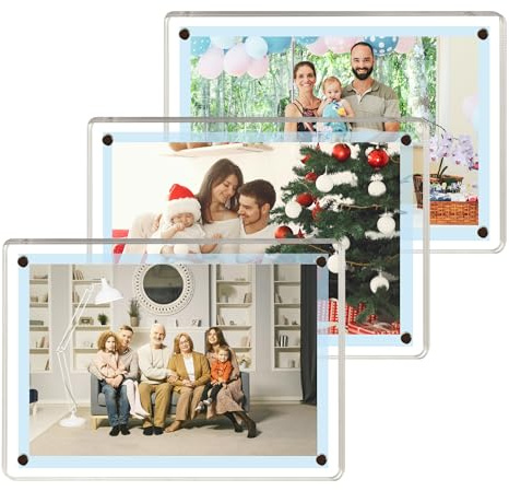 TNTIWQ 3 Pack Acrylic Fridge Magnetic Frame 5X7 Inch Refrigerator Photo
