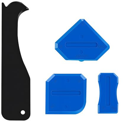 Kit di 4 attrezzi in silicone per sigillatura, applicatore di precisione, rimozione e raschietto riutilizzabile per intonaco, essenziale per finiture in cucina, bagno, pavimenti, finestre, lavandini