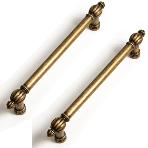 SYZOW 6 Stück Vintage Schrankgriffe Antik Messing Möbelgriffe Schrankgriffe 128mm Lochabstand Türgriffe küche küchengriffe Vintage Griffe