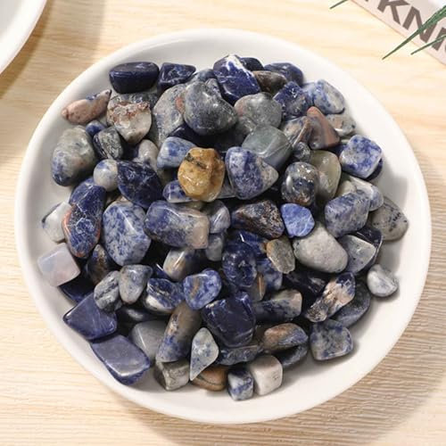 SUPBEI Piedra de Cristal de Piedra Azul Natural, Piedra de Cristal de curación Irregular Pulida para artesanías, Relleno de jarrones, Plantas suculentas,3~5mm/2.2lb