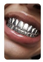 UBGICIG Grillz Teeth Set, Dental Grills for Teeth, Diamond, Men's Vampire Fake Halloween Teeth Caps Jewelry, 24.4 Inches, Silicone, Cubic Zirconia
