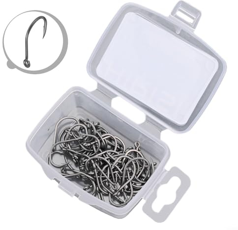 SiSinkal Lot de 50 hameçons ardillons, Bas de Ligne de pêche à la Carpe, Acier à Haute teneur en Carbone pour Une Forte Performance d'hameçon (numéro 4)