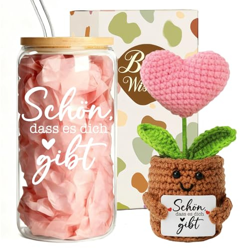 MEIMUCUL Geschenke für Frauen,Trinkgläser Geschenkset Frauen | Geschenkideen Geburtstagsgeschenk-Schön Dass es Dich Gibt,Positive Geschenkset für Frauen,Beste Freundin,Schwestern,Damen