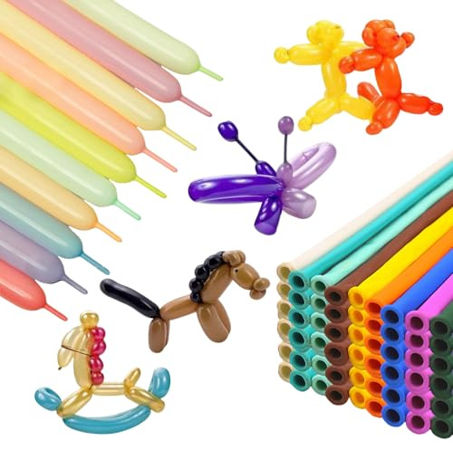 200 Bunte Formballons – Leicht zu formen | Mit Aufblaspumpe für Kindergeburtstag, Gartenparty & Events (zufällige Farben)