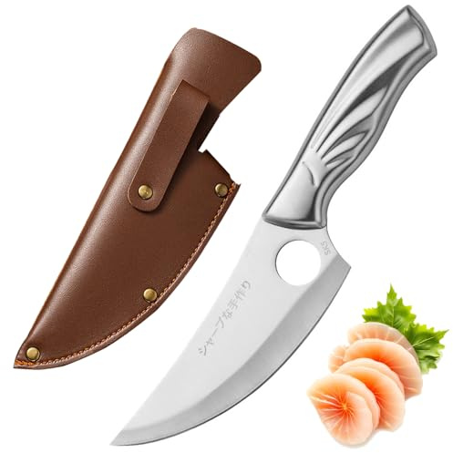 Fubinaty Japanese Chef Knife SK5 High Carbon Stainless Steel Kitchen Knives with Sheath and Ergonomic Phoenix Tail Handle Cooking Knife 5 Inch for Home and Outdoor