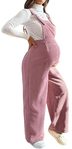 Générique Salopette de maternité en velours côtelé pour femme taille élastique ample jambes larges combinaisons de grossesse bretelles réglables