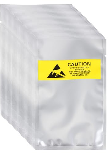 QUARKZMAN 100 Piezas Bolsas Antiestáticas 3.1 x 5.3 Abiertas Superior Bolsa De Protección ESD con Etiquetas para Disco Duro HDD SSD Dispositivos Electrónicos Placas Madre, Plata