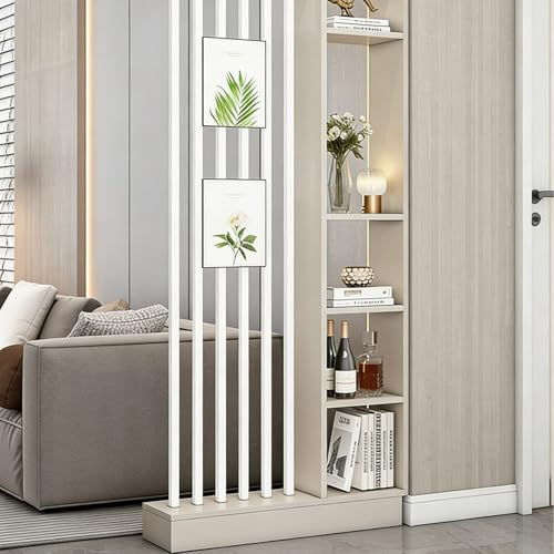 Divisorio for Ambienti,Paravento Separè，Schermo in legno portatile in stile europeo, Pannelli Divisori for Interni for Casa e Ufficio(White+khaki)