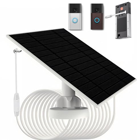 6W/5V Solar Panel Charger for Ring Battery Doorbell (New model/2024 Release) and Other USB-C Port Battery Doorbells,Easy Installation,13.2ft/4m Charging Cable,IP66 Waterproof (1)