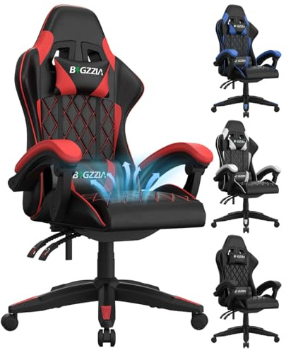 Bigzzia Silla Gaming con Cojín Ventilado (Rojo)