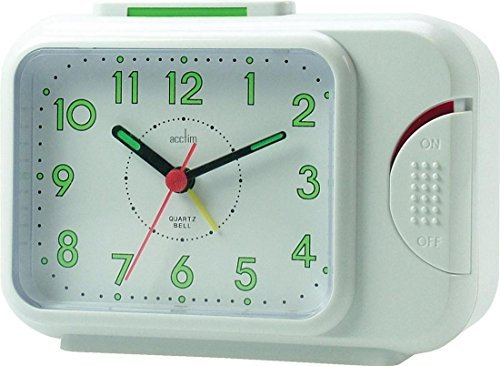 Acctim Sonnet Analogue Alarm Clock Non Ticking Sweep Luminous Hands Bell Alarm White 12612