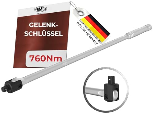 Famex gemensam vridhandtag extra långt, ledhandtag, lednyckel – höga vridmoment (upp till ca 650 Nm) – 12,5 mm (1/2-tum)-drift – längd 60 cm – för kommersiellt bruk, plug-in-vridhandtag ledspak