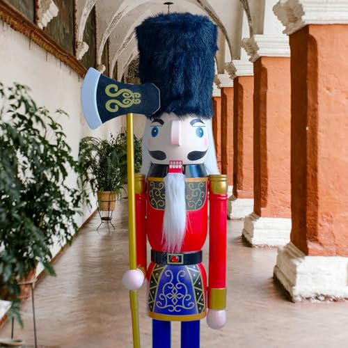 CDL - Figura Decorativa de Navidad, Diseño de Soldado Cascanueces, Tamaño Grande, Rojo y Azul