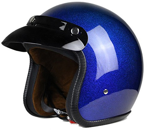Woljay 3/4 Offener Sturzhelm, Helmet Motorrad-Helm Jet-Helm Scooter-Helm Halbhelme Motorrad Helm Flat Blau (XL)