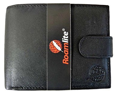 Roamlite RFID-blockerande designerplånbok för män 9 kortplatser 11 cm x 9 x2 R46M, Rfid-blockering (Svart) - RL46RFID