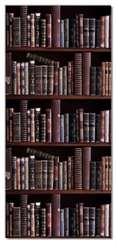 Wallario Selbstklebende Türtapete Bücherregal mit Alten Büchern - Türposter 100 x 220 cm Abwischbar, rückstandsfrei zu entfernen