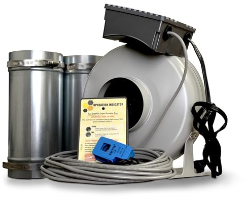 Suncourt DEDPV Centrasense 4-Inch Dryer Booster Fan Kit — Easy to Install & UL 705 Safety Certified Dryer Exhaust Duct Power Ventilator with Built-In Error Notification (DRM04)
