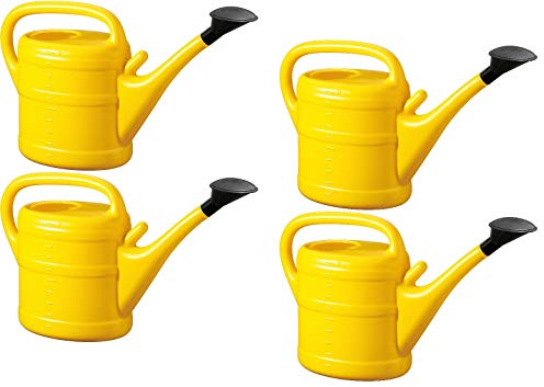 4X Gießkanne 10L GELB + 1x BILDMAGNET! Blumenkanne Kunststoff für groß & klein Garten & Zimmerpflanzen Gießkannen Gieskanne Gieskannen Giesskanne 10 L Liter Watering Can Gieskannen10Liter lr
