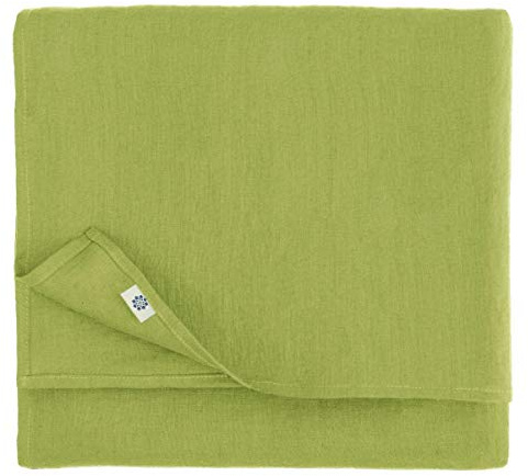 Linen & Cotton Tischdecke Hygge - 100% Leinen, Grün, 100 x 100 | Tischtuch, Tischwäsche Kariert Landhausstil, Quadratische Festliche Frühling/Home, Für Küche Restaurant Cafe Hotel