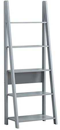 Riva Scandinavian 5 Tier Ladder Bookcase Industrial Organizer Display Shelving Unit for Modern Living Space Room Entryway Storage Furniture for Planters Books - Grey (64 x 175.4 x 36.7cm)