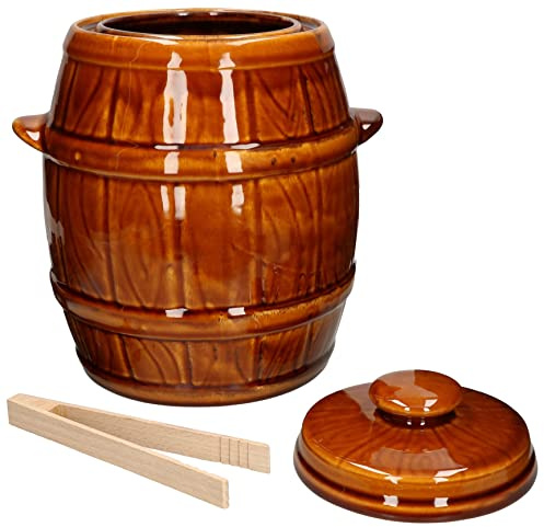 KOTARBAU® Tontopf Hermetisch Verschließbar 5 L zum Gären mit Deckel + Holzzange Gratis