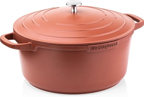 Westinghouse PERFORMANCE SERIES WCCC0095028OR Grande marmite avec revêtement 28 cm Compatible avec plaques à induction, passe au four et support de poignée Rouge