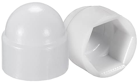 sourcing map 100 Stück Schutzkappen für Muttern aus Kunststoff Weiß | M4 / 7mm Sechskantschrauben Abdeckung, M4 / 7mm, Kunststoff
