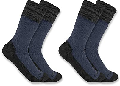 Carhartt Men's Heavyweight Synthetic-Wool Blend Boot Sock 2 Pack, Denim, X-Large