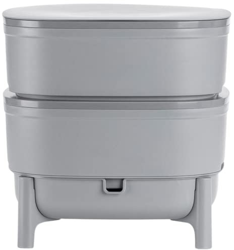 Vermicompost per Cucina e Balcone - Wormbox Simile Alla Torba - Vermicompostaggio Design in Plastica Riciclata al 100% - Volume 30 Litri, Grigio