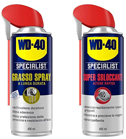 WD-40 Specialist Grasso Spray Con Sistema Doppia Posizione, 400 Ml, Incolore & Specialist Super Sbloccante Lubrificante Spray Azione Rapida con Sistema Doppia Posizione 400 ml