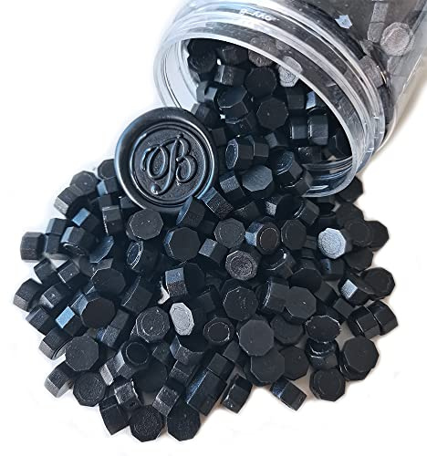 400 Stück Siegelwachsperlen, PORXFLY Wachssiegelperlen, ideal für Siegelstempel, Hochzeitseinladungen, Weinpakete, Karten, Umschläge, Geschenkverpackungen (schwarz)