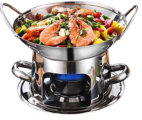Spirituskocher Für Innenraum, Campingkocher Mit 26cm Topf, Mini Kleiner Hotpot-alkoholkocher, Edelstahl Spirituskocher Innenraum Mit Topf Campingkocher, Für Hot Pot Grillen