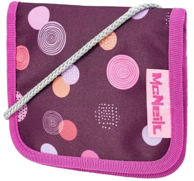 McNeill Brustbeutel Ruby für Kinder – Geldbeutel zum Umhängen mit Klettverschluss, Reißverschlussfächern & Klarsichtfach – Ideal für Schule & Reisen – 12 x 10 cm
