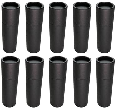 VanEco - Leer Hülsen & Tiegel aus Kraftpapier für Lippenstift, Deo, Salbe - Lippenpflege + Creme selber machen - Set Hülse & Dose aus Pappe Mix für nachhaltige DIY Naturkosmetik (10x 10ml schwarz)