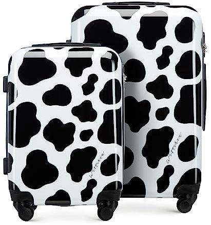 WITTCHEN Gepäckset Young-Kollektion ABS mit Polycarbonat Beschichtung und Teleskopgriff Koffer Set Reisekofferset Gepäckset (S+M) Schwarz und Weiß