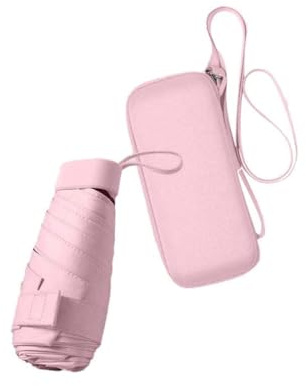 Yolispa Ombrellino da Borsa, Mini Ombrello da Tasca con Custodia, Impermeabili Portatili Ombrello Pieghevole Antivento, UPF>50+ Pioggia e Sole Piccolo Compatto Ombrello, per Donne e Ragazz