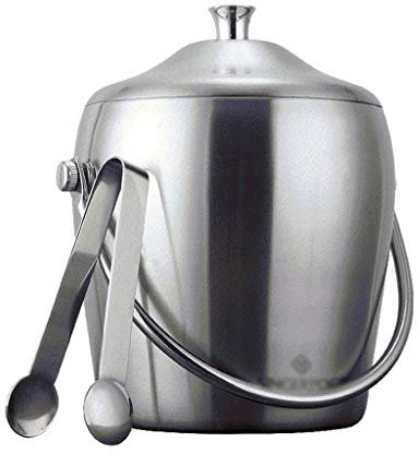 ice bucket, Ice Bucket Stainless Steel Ice Buckets with Tongs,Double Wall ice bucket,Wine Ice Buckets for Paties and Bar,Outdoor Camping Silver Ice Buckets with Lid (Size : B130*255 * 150MM)