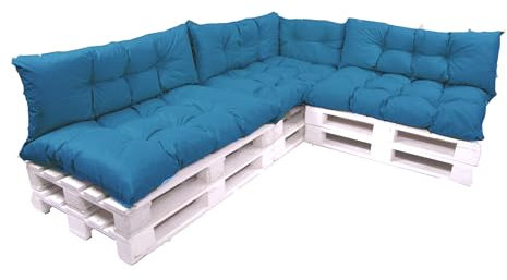 7-teiliges Palettenkissen Set, ein Set Kissen für Gartenmöbel, Bodenkissen, Palettenkissen 120x80, 3X Sitz +3x Rückenlehne 120x40cm +1x 60x40cm (Blau)