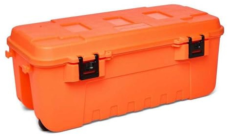 Plano Sportsman's Trunk,Grande 102ltr, Naranja Brillante, Caja Almacenamiento Grado Militar con Tapa, Resistente, Grande, Camping y Ejército, óptimo para Caza, Paintball, Airsoft o Almacenamiento
