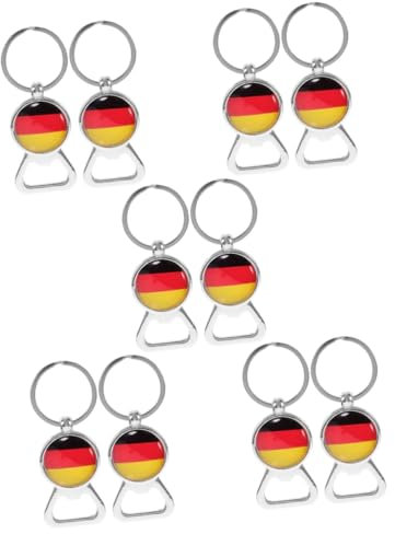 OUNONA 5sets Metal Beer Opener Keychain National Flag Design Portable Bottle Opener for Party Manual Beer Bottle Accessory 2pcs*5