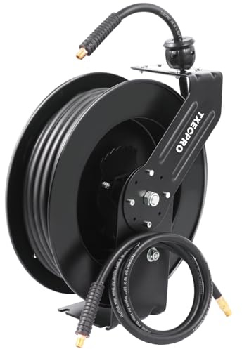 Txecpro Retractable Air Hose Reel 3/8 IN x 50 FT Hybrid Air Hose Max 300 PSI Air Compressor Hose Reel with 1.5m Cable, Ceiling / Wall Mounted Air Hose Reel