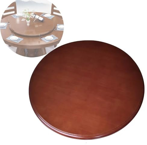 Lazy Susan Drehplatte Holz Esstisch Drehteller 360° Drehbares Tablett für Küche, Großer Drehbar Plattenteller Ø60-100cm, Mit Silent Base, Antis-Rutsch Arbeitsplatte Servierplatte(Walnut-B,80cm(31inch)