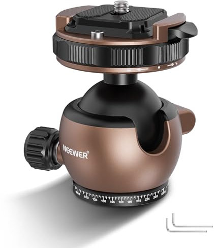 Neewer Tripod Ball Head Mount Adapter, Low Profile Tripod Head Camera Ball Mount, Quick Lock with 1/4 QR Plate Compatible with Peak Design Capture Camera Clip, 360° Pan 90° Tilt, Max Load 22lb, GM32